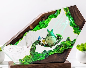Magical Forest Epoxy Resin Lamp, Diorama Epoxy Lamp, Woodland Spirit Night Light, Glowing Moss Miniature Terrarium, Resin Art Decor