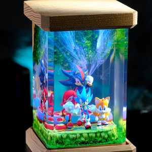 Epoxy resin lamp, Custom night light, So.nic resin lamp, Custom lamp so.nic, Table lamp, Kid night light, 3d printed lamp, Gift for boy