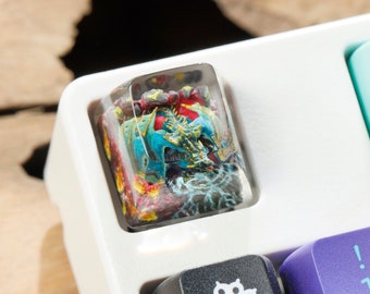 Teclas personalizadas Water Dragon, teclas artesanales estilo anime para teclados Cherry MX, teclas personalizadas para teclados mecánicos