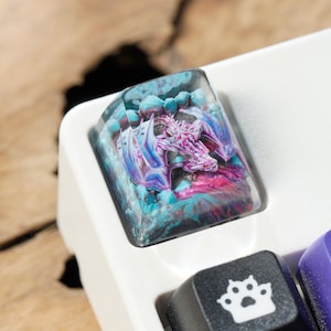 Purple Dragon Custom Keycaps, Artisan Keycaps Anime Cherry MX Keycaps, Keycap Custom Mechanical Keyboard