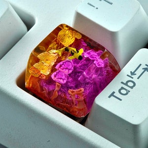 Purple Yellow KOI Keycap, Artisan keycap, custom keycaps, resin keycap, artisan keycaps, Spacebar keycap, sa keycaps, anime keycaps