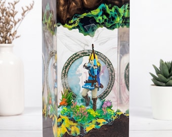 Fantasy Archer Resin Lamp | Diorama Epoxy Night Light | Geek Gaming Gift | Unique Gift for Fan, Gift For Father