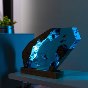 SCUBA DIVER Epoxy Lamp, Custom Epoxy Resin Lamp, Resin Night Light, Resin Wood Art Lamp, Custom Night Light, Personalized Night Light