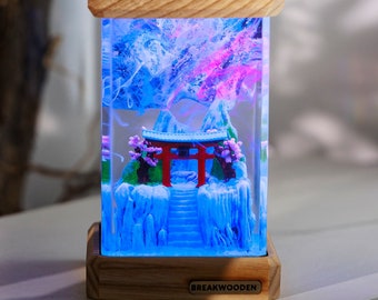 Torri Gate-harslamp, Japanse epoxylamp, aangepaste epoxykunstlamp, aangepaste anime-tafellamp, aangepast harsnachtlampje, cadeau voor vriendjes