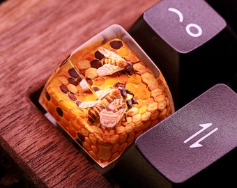 Yellow Bee Artisan Keycaps, Anime Custom Keycaps, Custom Mechanical Keycaps, Cherry MX Keycaps, Esc keycap, Spacebar keycap, Keycap set