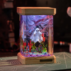 Halloween Ghost Epoxy Lamp, Custom Night Light, Art Deco Lamp for Halloween Gifts Halloween Decor, Table Lamp, Gift For Friends