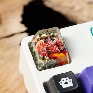 Fire Dragon Custom Keycaps, Artisan Keycap, Artisan Keycap Anime, Cherry MX Keycaps, Dragon Keycap, Keycap Custom