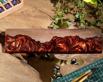 HOT LAVA Artisan Wrist Rest, Resin Keyboard Wrist Rest, Custom Wooden Resin Wrist Rest, Custom Keyboard Wrist Rest, Handmade Gift