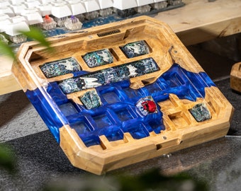 Wood Resin Keycap Storage, Custom Keycap Holder, Artisan Keycap Storage Box, Gift for Keycapholic, Handmade Gift for Boyfriend