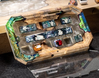 Wood Resin Keycap Storage, Custom Keycap Holder, Artisan Keycap Storage Box, Gift for Keycapholic
