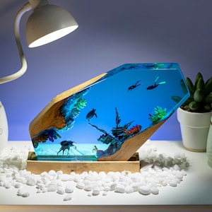 SHIPWRECKED Resin Lamp Ocean Epoxy Lamp Resin Desk Lamp Resin Art Deco Lamp Custom Night Light Handmade Gift for Home Decor
