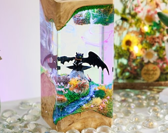 Toothless Night Lights, Toothless Resin Epoxy Lamp, Light Fury Epoxy lamp Table Lamp, Desk Lamp, Home Decor, Birthday gifts for best friend