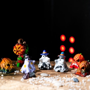 Halloween Artisan Keycap Set, Ghost and Pumpkin Custom Keycaps for Halloween Decor, Resin Keycap for Halloween Gifts