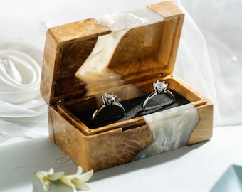 Wedding Ceremony Ring Box, Wedding Custom Ring Box, Resin & Wood Wedding Ring Box, Ring Box Wedding Unique, Gift For Couple
