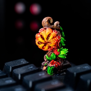 Halloween Creepy Pumpkin Artisan Keycap, Pumpkin Custom Keycaps for Halloween Decor, Resin Keycap for Halloween Gifts
