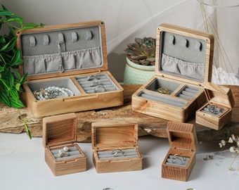 Combo VINTAGE JEWELRY BOX for Women, Custom Engraved Jewelry Box, Bridesmaid Jewelry Box, Custom Wood Jewelry Box