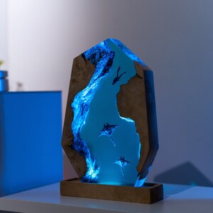 SCUBA DIVER Epoxy Lamp, Custom Epoxy Resin Lamp, Resin Night Light, Resin Wood Art Lamp, Custom Night Light, Personalized Night Light