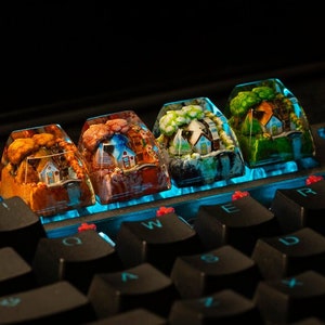 DREAM HOUSES Artisan Keycap, Benutzerdefinierte Resin Esc Keycaps, Keycap-Set für personalisiertes Geschenk, Artisan Keycaps für handgemachtes Geschenk