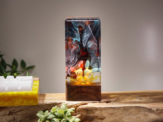 Pokemon Epoxy Lamp Custom Epoxy Resin Lamp Resin and Wood Night