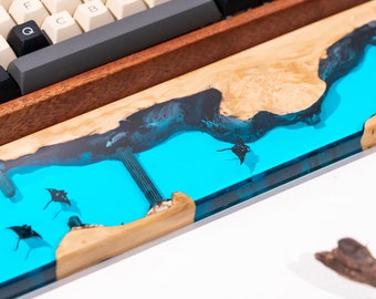 MANTA RAYS Artisan Wrist Rest, Resin Keyboard Wrist Rest, Custom Wooden Resin Wrist Rest, Custom Keyboard Wrist Rest, Handmade Gift