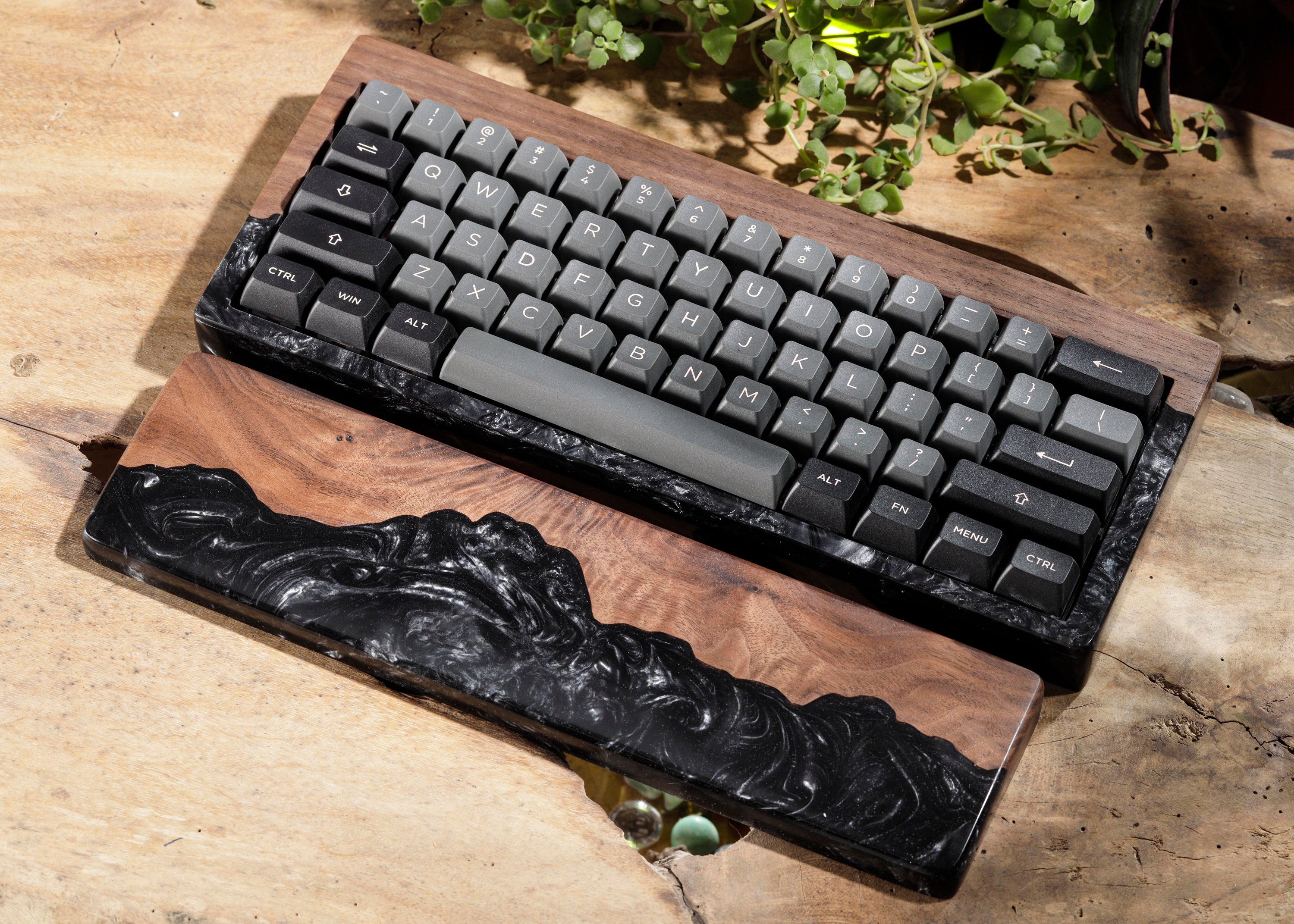 美品】Leather & Wood Keyboard Wrist Rest