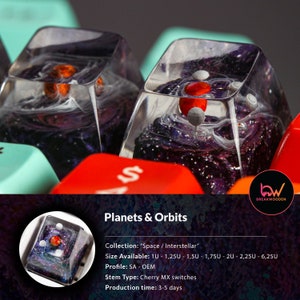 Planets Resin Artisan Keycap, Galaxy Spacebar Keycaps, Interstellar ...