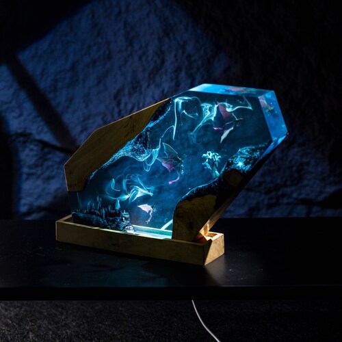 MAGIC WORLD Resin Lamp, Mystery Epoxy Lamp, Resin Night Light, Resin Wood Art Lamp, Custom Night Light, Personalized Gift for Home Decor