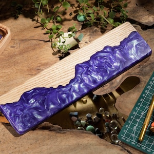 Violet Artisan Wrist Rest, Resin Keyboard Wrist Rest, Custom Wooden Resin Wrist Rest, Custom Keyboard Wrist Rest, Handmade Gift