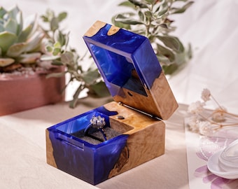 Engagement Custom Ring Box, Resin & Wood Engagement Ring Box, Ring Bearer Proposal Box, Ring Box Proposal Unique, Meaningful Gift for Bridal