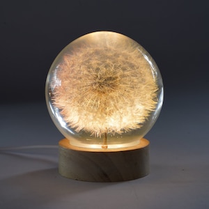 DANDELION EPOXY LAMP, Custom Epoxy Resin Lamp, Table Lamp, Resin Art Lamp, Custom Night Light, Personalized Night Light, Meaningful Gifts