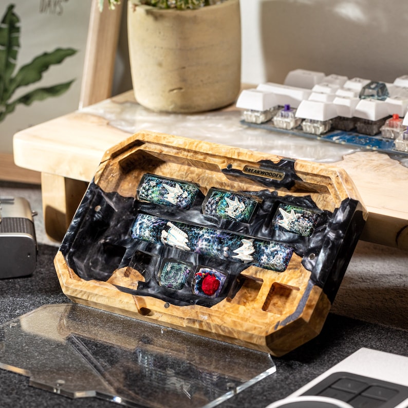 Keycap Case Wood Resin Keycap Storage, Custom Keycap Holder, Artisan Keycap Storage ...