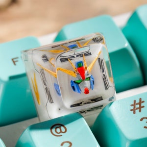 Keycaps Gundam Head Artisan, Keycaps Artisan, Keycaps personalizados de anime, Keycap ESC para teclado mecânico Cherry MX, presente para ele