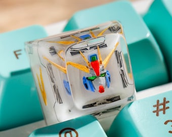 Gundam Head Artisan Keycaps, Artisan Keycap, Anime Custom Keycaps, ESC Keycap For Cherry MX Keycaps Mechanical Keyboard, Gift For Him