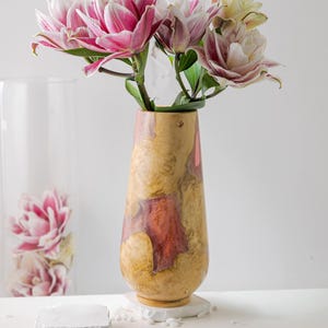 Flower Vase Wood Resin Epoxy, Custom Handmade Vase Epoxy Flower Decor, Pink Vase Art Home Decor, Modern Rustic Home Decor, Father&#39;s Day