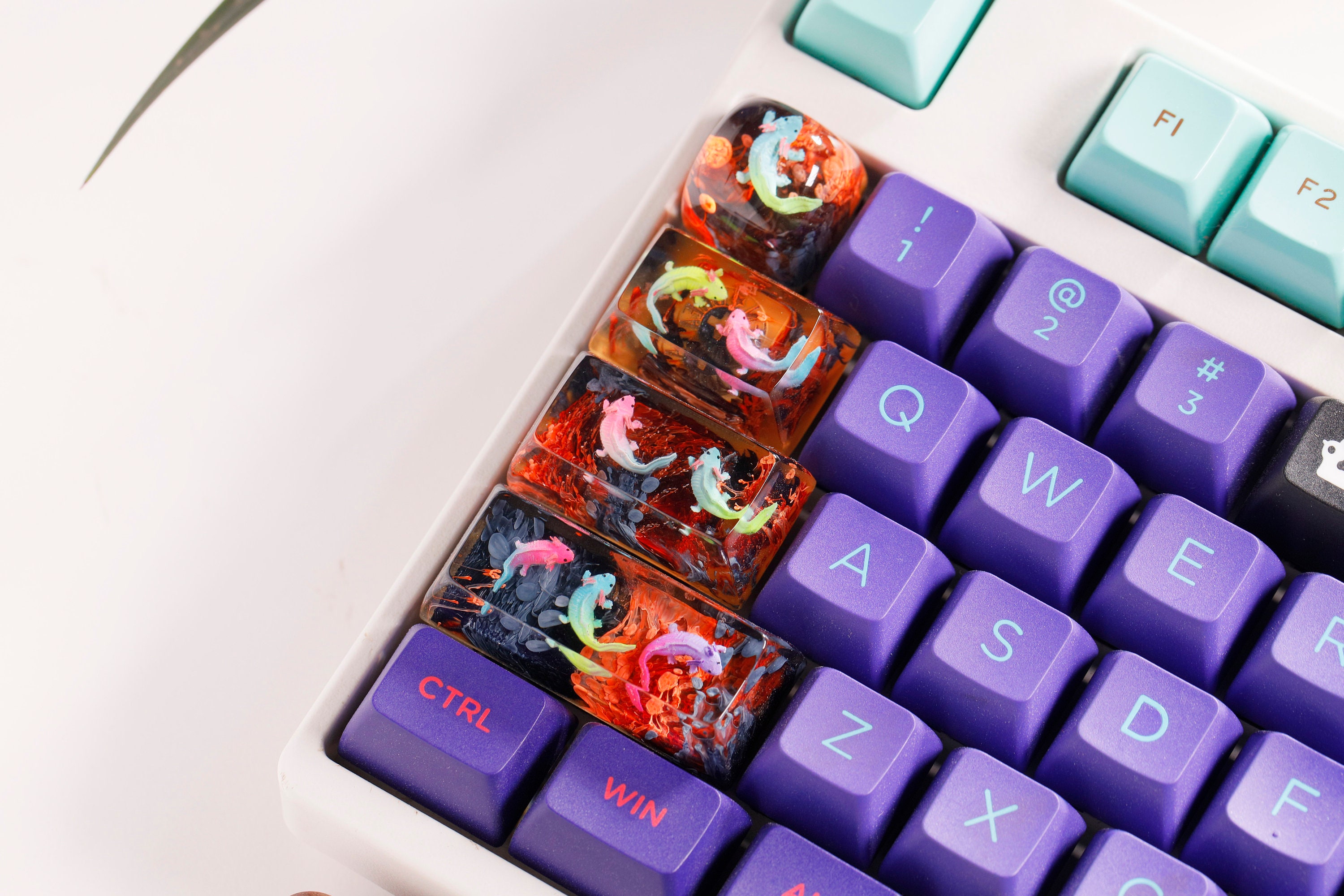 Axolotl Artisan Custom Keycaps, Cherry MX Keycaps Cute ESC Keycap