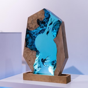 Lamp epoxyhars, custom anime diorama nachtlampje, gepersonaliseerde diorama kit cadeau voor hem, handgemaakte cadeaus voor interieur
