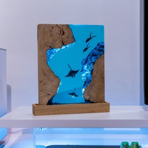 SCUBA DIVER Epoxy Lamp, Custom Epoxy Resin Lamp, Resin Night Light, Ocean Desk Lamp, Table Lamp, Resin Wood Art Lamp, Custom Night Light
