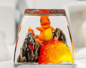 Custom Artisan Keycap, Resin Keycap Fire Type, Handmade Mechanical Keyboard Accessory, Holiday Gamer GiftAnime Keycap, Cherry MX keycaps