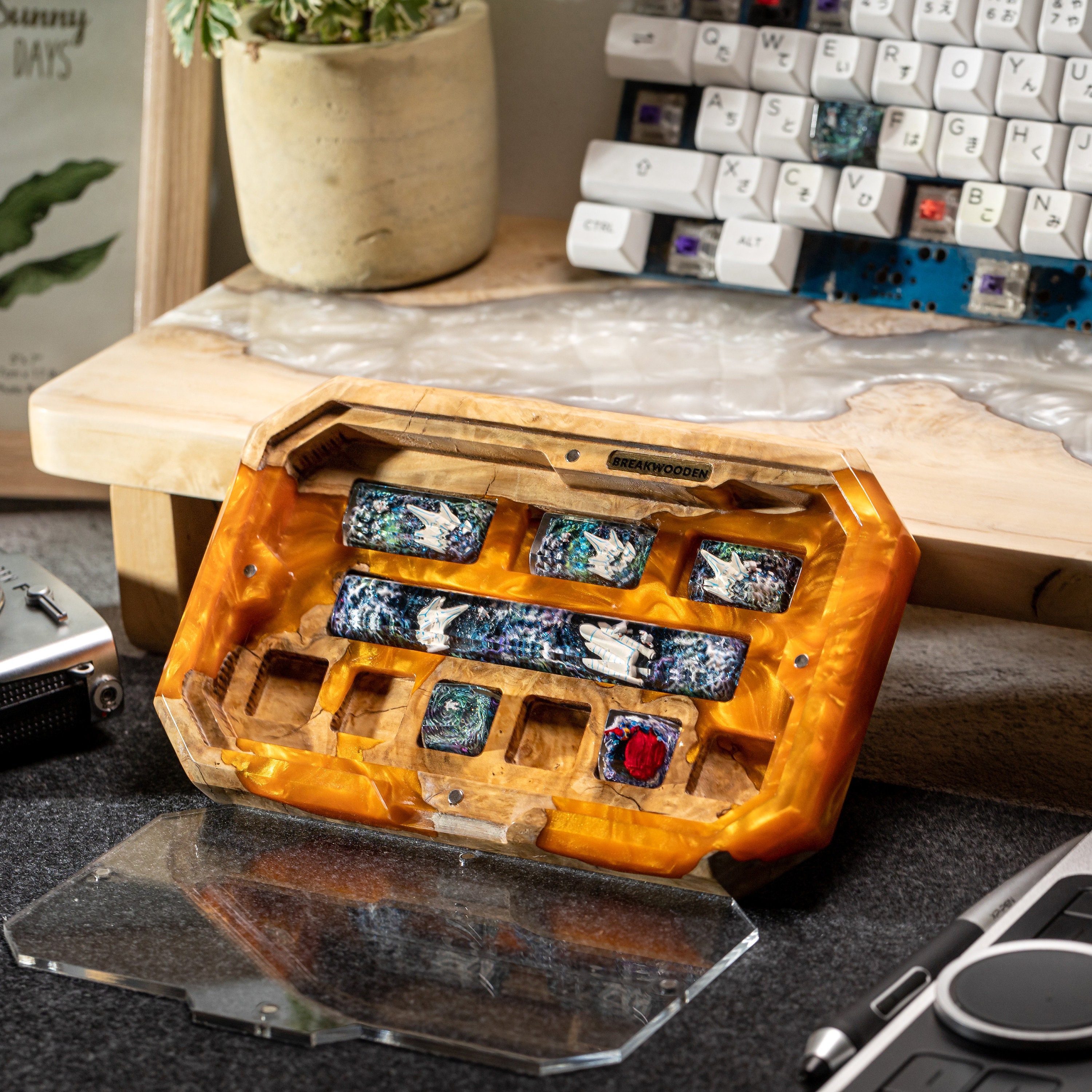 Wood Resin Keycap Storage, Custom Keycap Holder, Artisan Keycap Storage ...