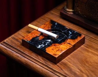 Cenicero de madera y resina personalizado, cenicero artesanal para tabaco, cenicero para puros personalizado, cenicero vintage, regalo para hombres
