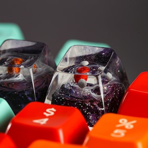 Planets Resin Artisan Keycap, Galaxy Spacebar Keycaps, Interstellar Custom Keycaps, Cherry MX Keycaps Mechanical Keyboard