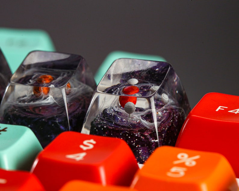 Planets & Orbits, Planet keycap Interstellar Galaxy keycap, resin  custom keycap, artisan keycap set , SA ESC keycap 