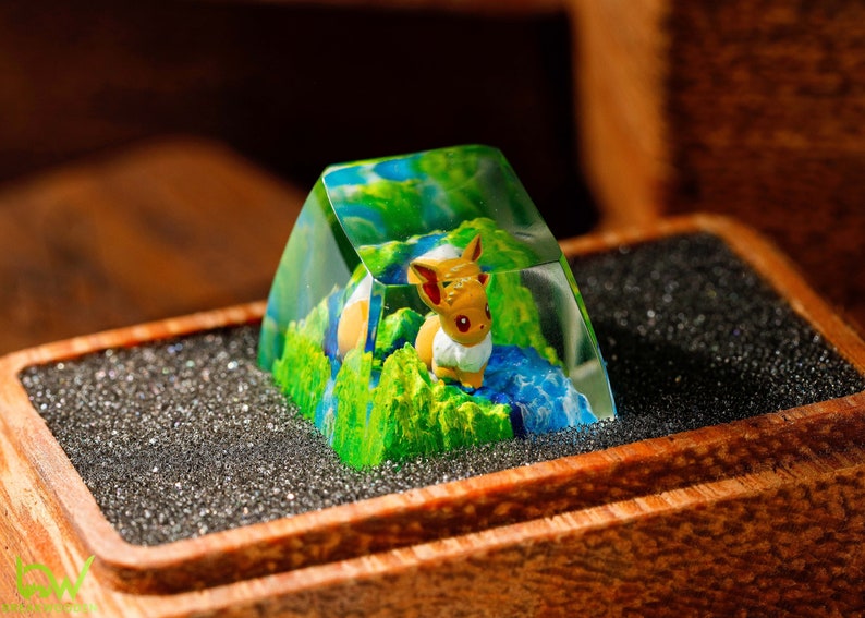 Eevee Pokemon, pokemon keycap, custom pokemon, custom keycap, artisan keycap, SA ESC keycap, mechanical keycaps | Gift for him 