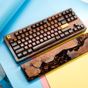 BLACK GOLDEN Artisan Wrist Rest, Resin Keyboard Wrist Rest, Custom Wooden Resin Wrist Rest, Custom Keyboard Wrist Rest, Handmade Gift