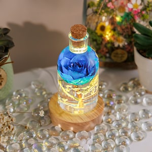 BLUE ROSE Flower Night Light, Flower Epoxy Resin Night light, Flower Lamp, Unique Gifts For Her, Flower Bedside Lamp for Christmas Lamp