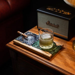 Cenicero de resina de madera personalizado, cenicero hecho a mano para puros, puros personalizados Astray, cenicero vintage de regalo para hombres