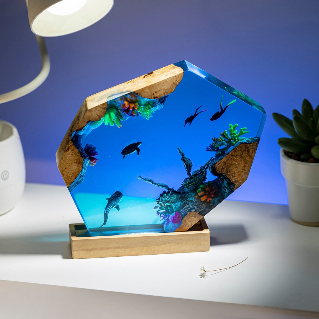 SHIPWRECKED Resin Lamp Ocean Epoxy Lamp Resin Desk Lamp Resin Art Deco ...