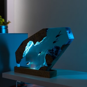 SCUBA DIVER Epoxy Lamp, Custom Epoxy Resin Lamp, Resin Night Light, Resin Wood Art Lamp, Custom Night Light, Personalized Night Light