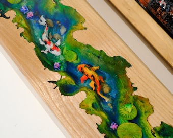 KOI FISH Artisan Wrist Rest, Custom Wooden Resin Wrist Rest, Custom Keyboard Wrist Rest, Handmade Gift
