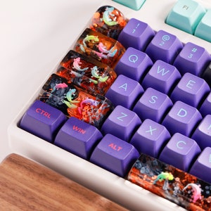 Axolotl Artisan Custom Keycaps, Cherry MX Keycaps Cute ESC Keycap, Axolotl Spacebar Keycap Mechanical Keyboard